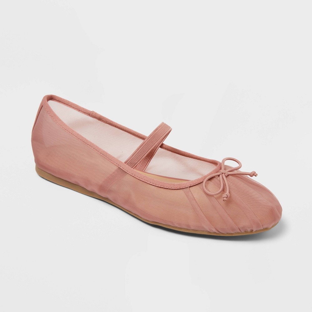 STR | Women’s Rosa Mesh Bow Mary Jane Flats – A New Day™ Pink 7
