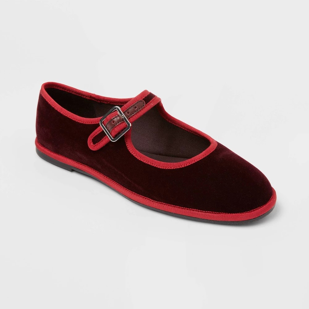 STR | Women’s Halston Ballet Flats with Memory Foam Insole – Universal Thread™ Burgundy 6