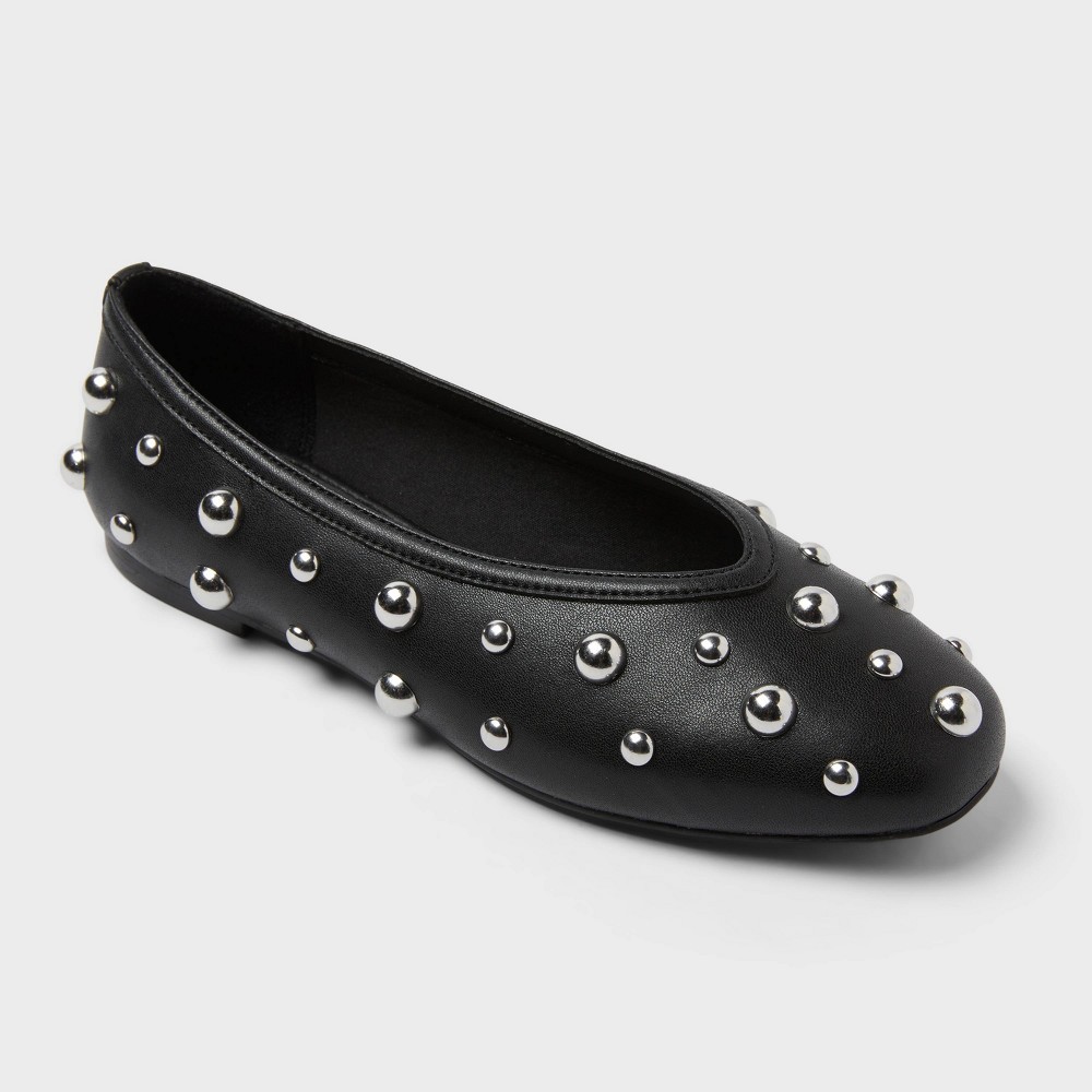 STR | Women’s Sammie Studded Ballet Flats with Memory Foam Insole – A New day™ Black 6.5