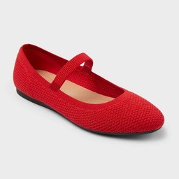 STR | Women's Shiloh Knit Washable Mary Jane Flats with Memory Foam Insole - A New Day™ Red 11