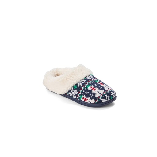 STR | dluxe by dearfoams Women's Carol Snowman Scuff Slippers - Navy Blue L