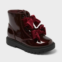 STR | Toddler Estes Shimmer Combat Boots - Cat & Jack™ Burgundy