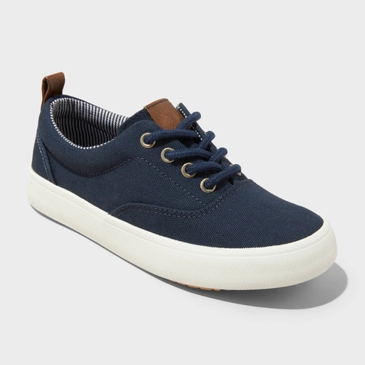 STR | Kids' Jett Low Top Lace Up Sneakers - Cat & Jack™ Navy Blue 13: Lace Up, Padded Collar, Flocked Outsole
