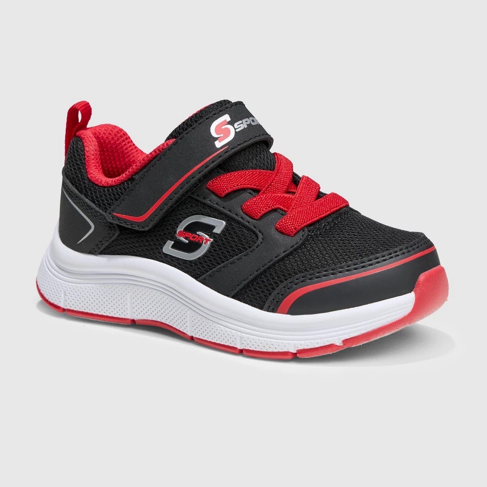 STR | S Sport By Skechers Toddler Remmie Sneakers - Black 5T: Hook & Loop, Cushioned Insole, Mesh Upper