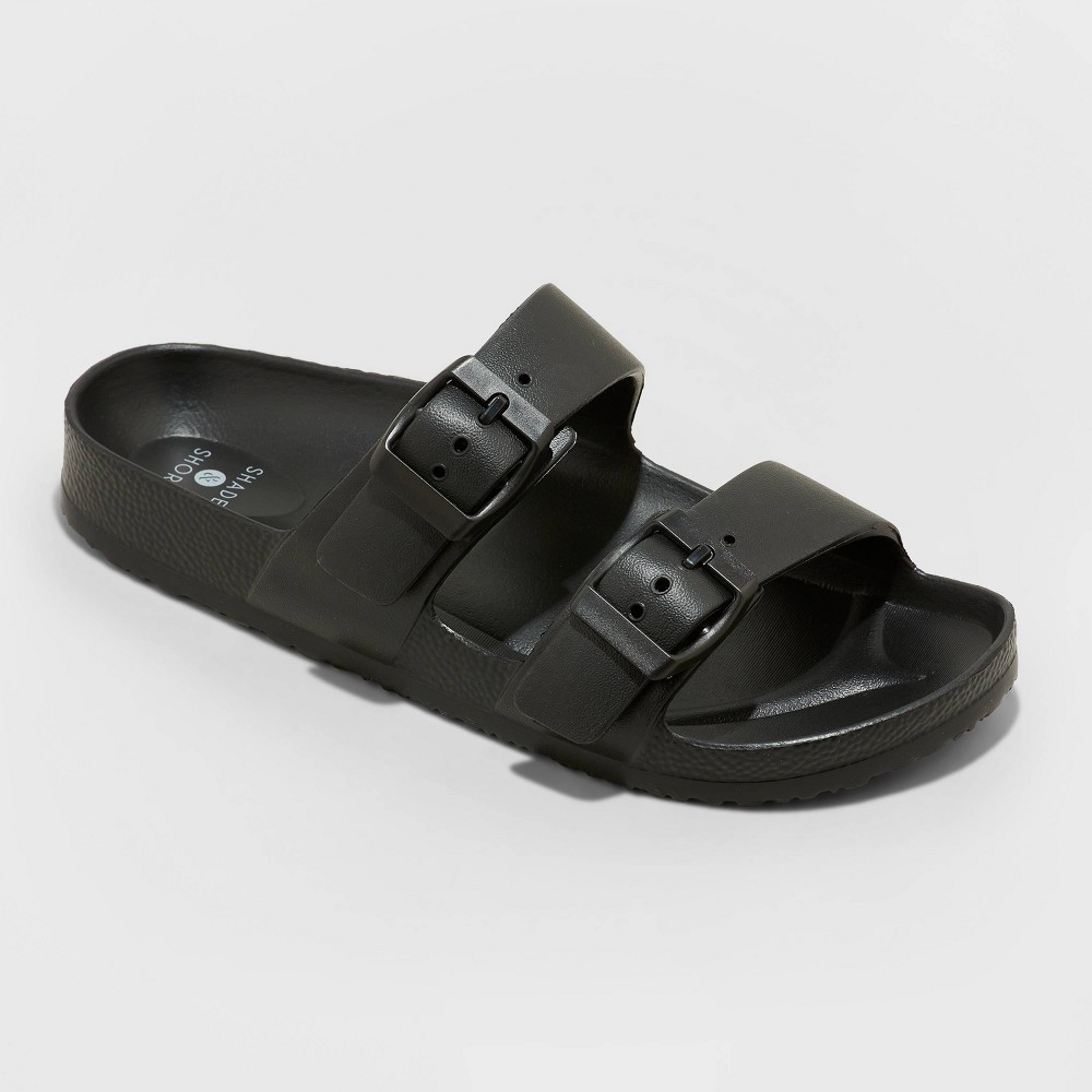 STR | Women's Neida EVA Two Band Footbed Slide Sandals - Shade & Shore™ Black 11: Contoured Footbed, Double Straps