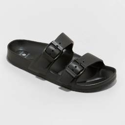 STR | Women's Neida EVA Two Band Footbed Slide Sandals - Shade & Shore™ Black 6: Contoured Footbed, Double Straps