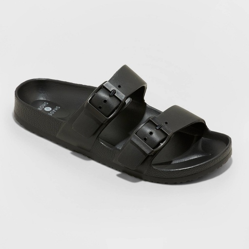 STR | Women's Neida EVA Two Band Footbed Slide Sandals - Shade & Shore™ Black 6: Contoured Footbed, Double Straps