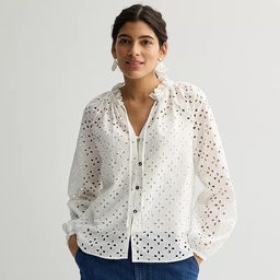STR | Women's Nine West Ruffle Collar Blouse, Size: XXL, White Knight