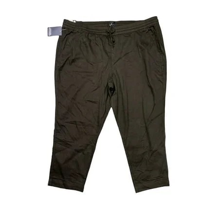 APP | GAP Women s Easy Pull On Elastic Drawstring Waist Ankle Tencel Pull On Pant  GP005844 (True Black  S)