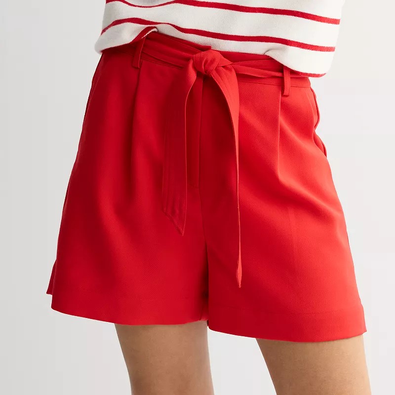 STR | Women's Draper James Twill Belted Shorts, Size: XXL, Red